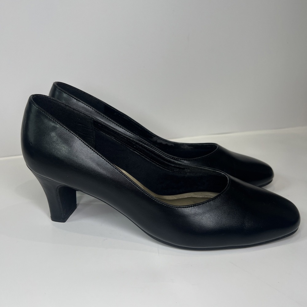 Soft Style Hush Puppies Black Pumps Womens 8.5W Wide Comfort Career Dress Heels - Picture 4 of 16